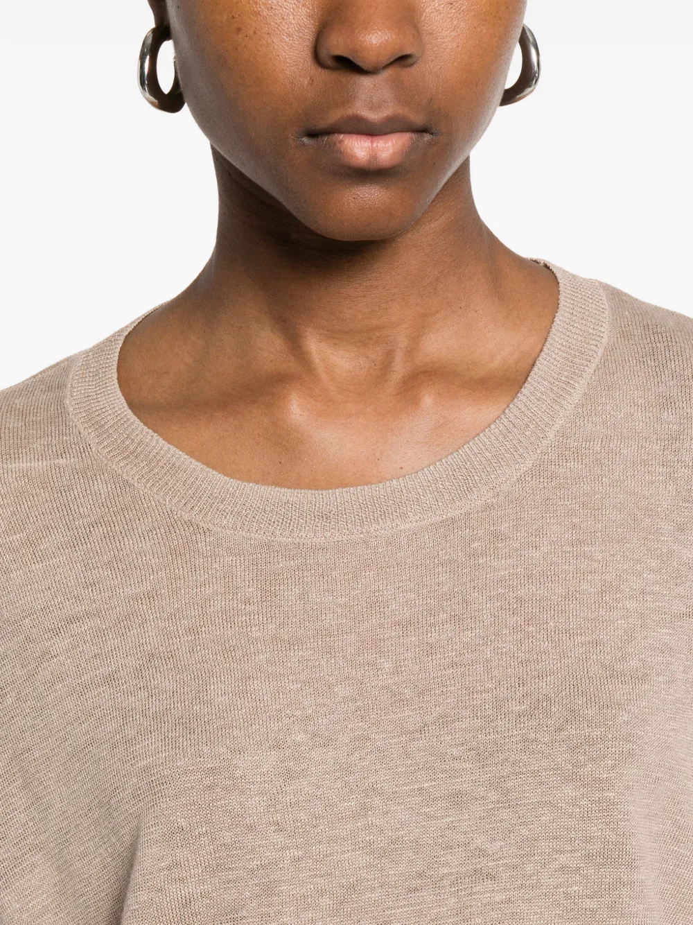 Majestic Filatures Trui met ronde hals Beige