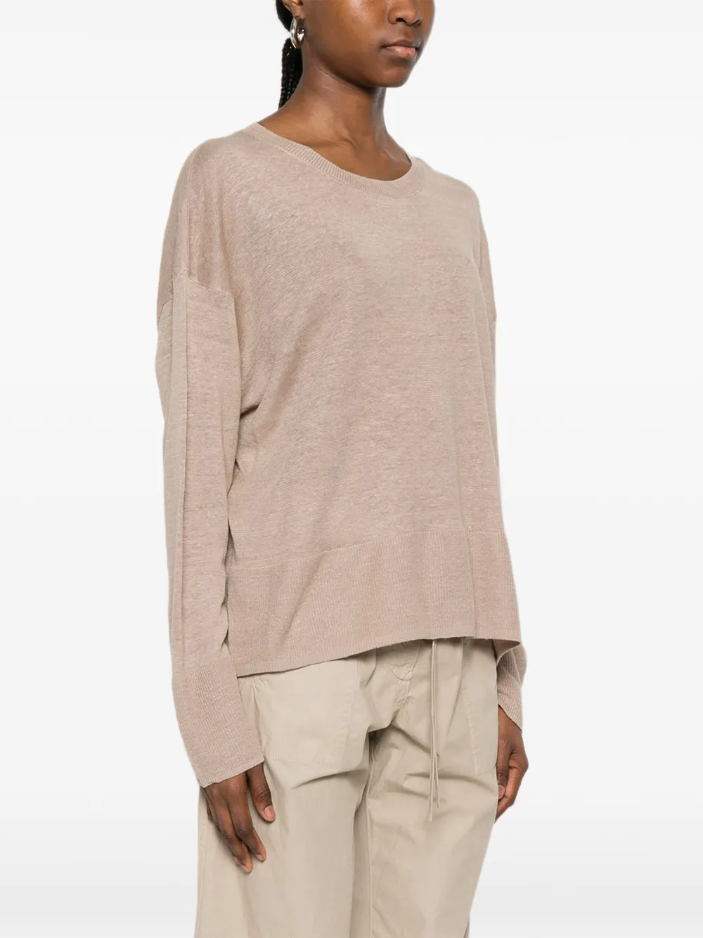 Majestic Filatures Trui met ronde hals Beige