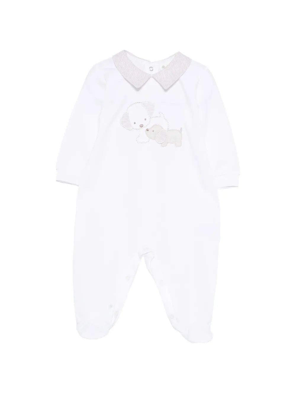 LALALU embroidered collared pajama - Bianco