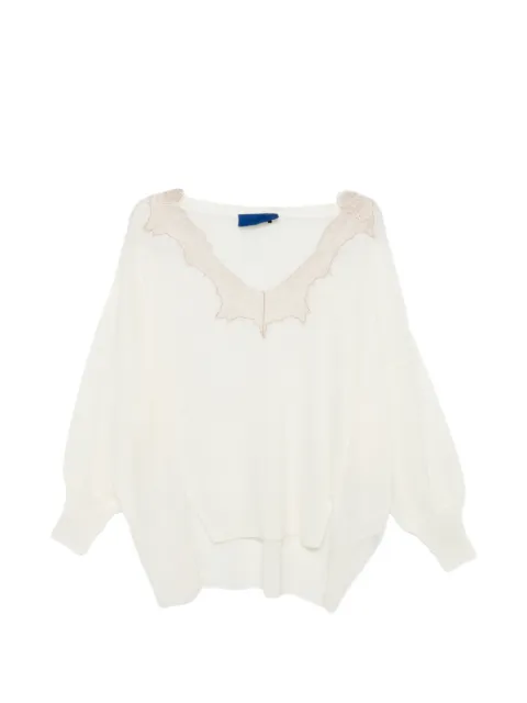Mes Demoiselles Aera sweater med V-hals og blonder