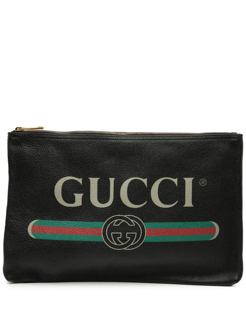 Gucci Pre-Owned 2016-2025 Leather Logo clutch bag - Nero