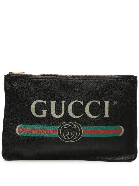 Gucci Pre-Owned 2016-2025 Leather Logo clutch bag