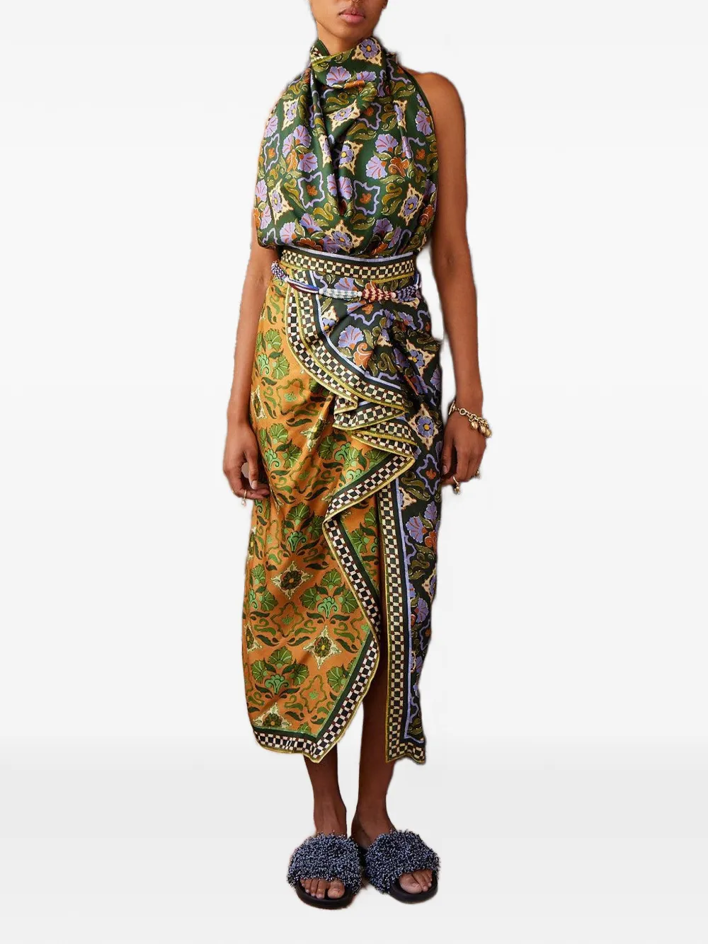  Alemais Cece Spliced Silk Skirt - Green 