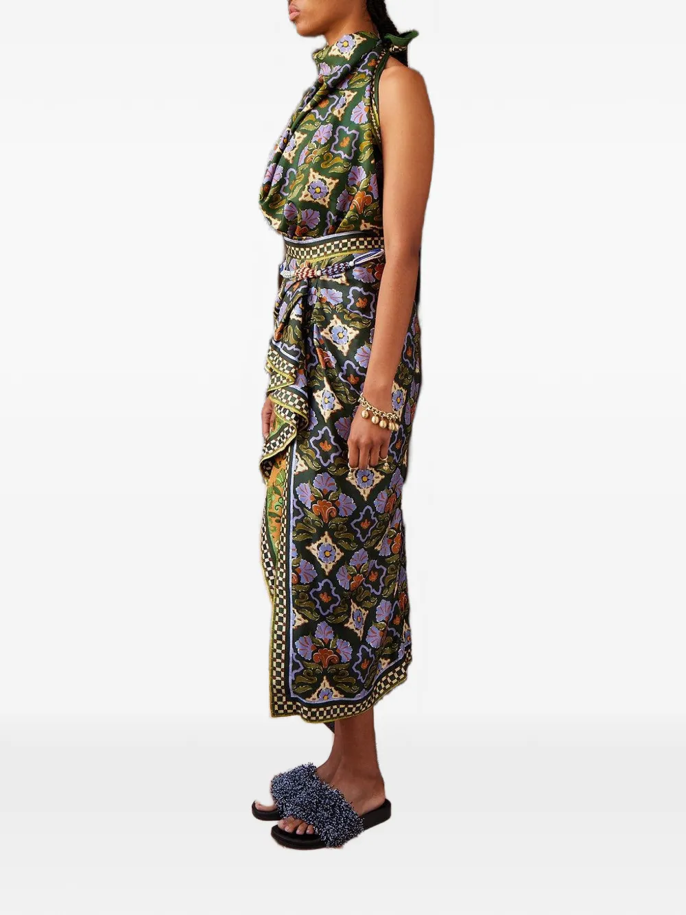  Alemais Cece Spliced Silk Skirt - Green 