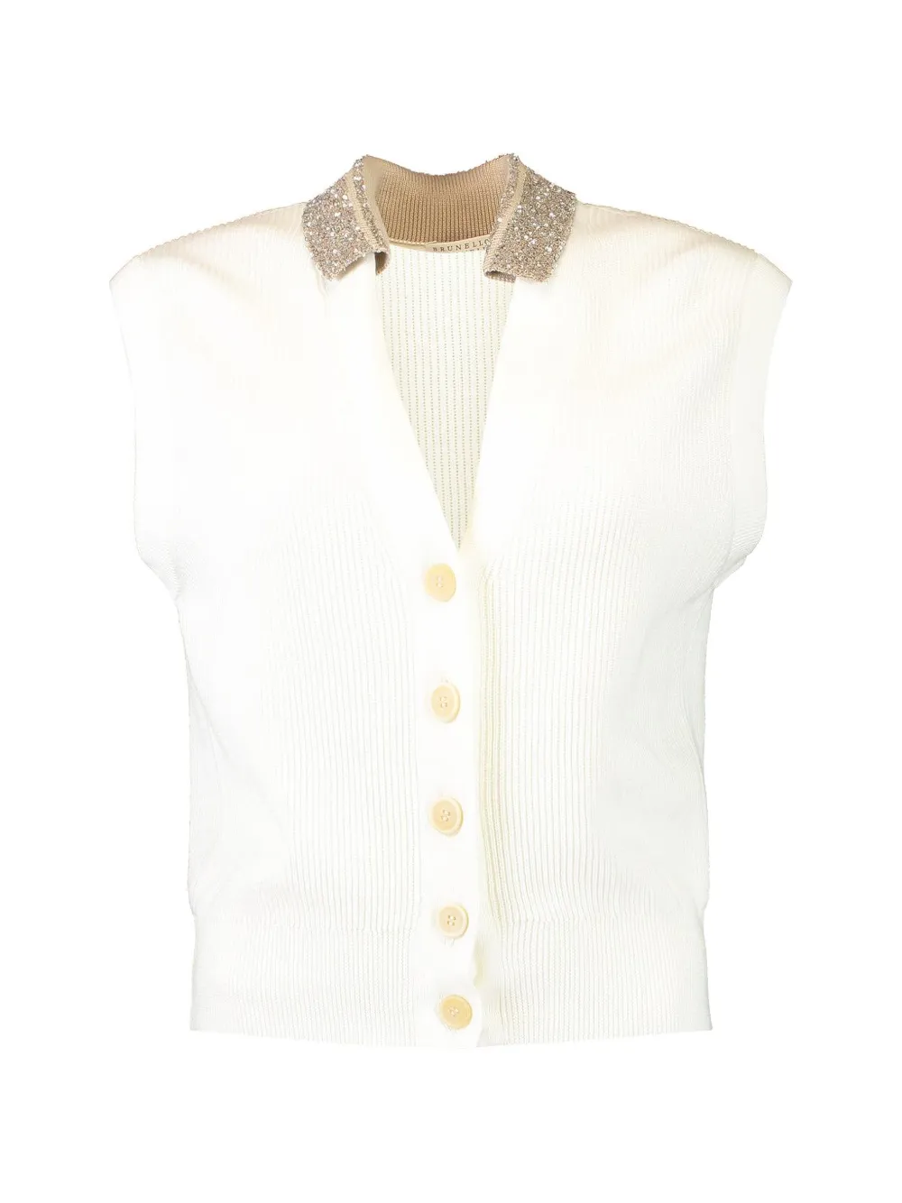 Brunello Cucinelli embellished collar vest - Weiß