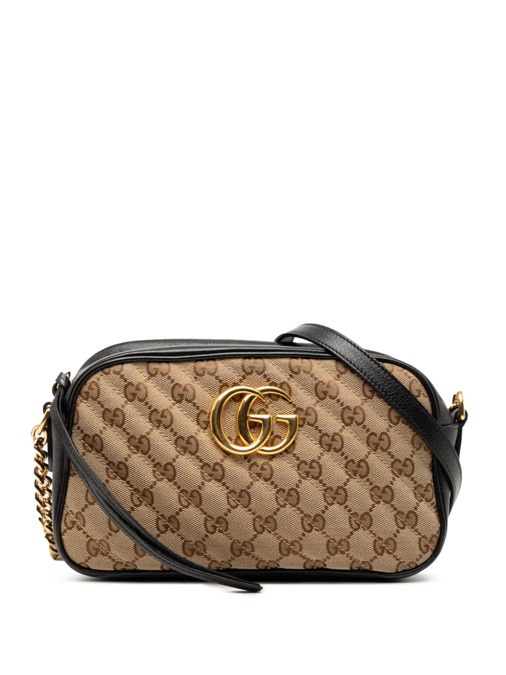 Gucci Pre-Owned 2016-2025 Small GG Marmont Matelasse GG Canvas and Leather crossbody bag - Marrone