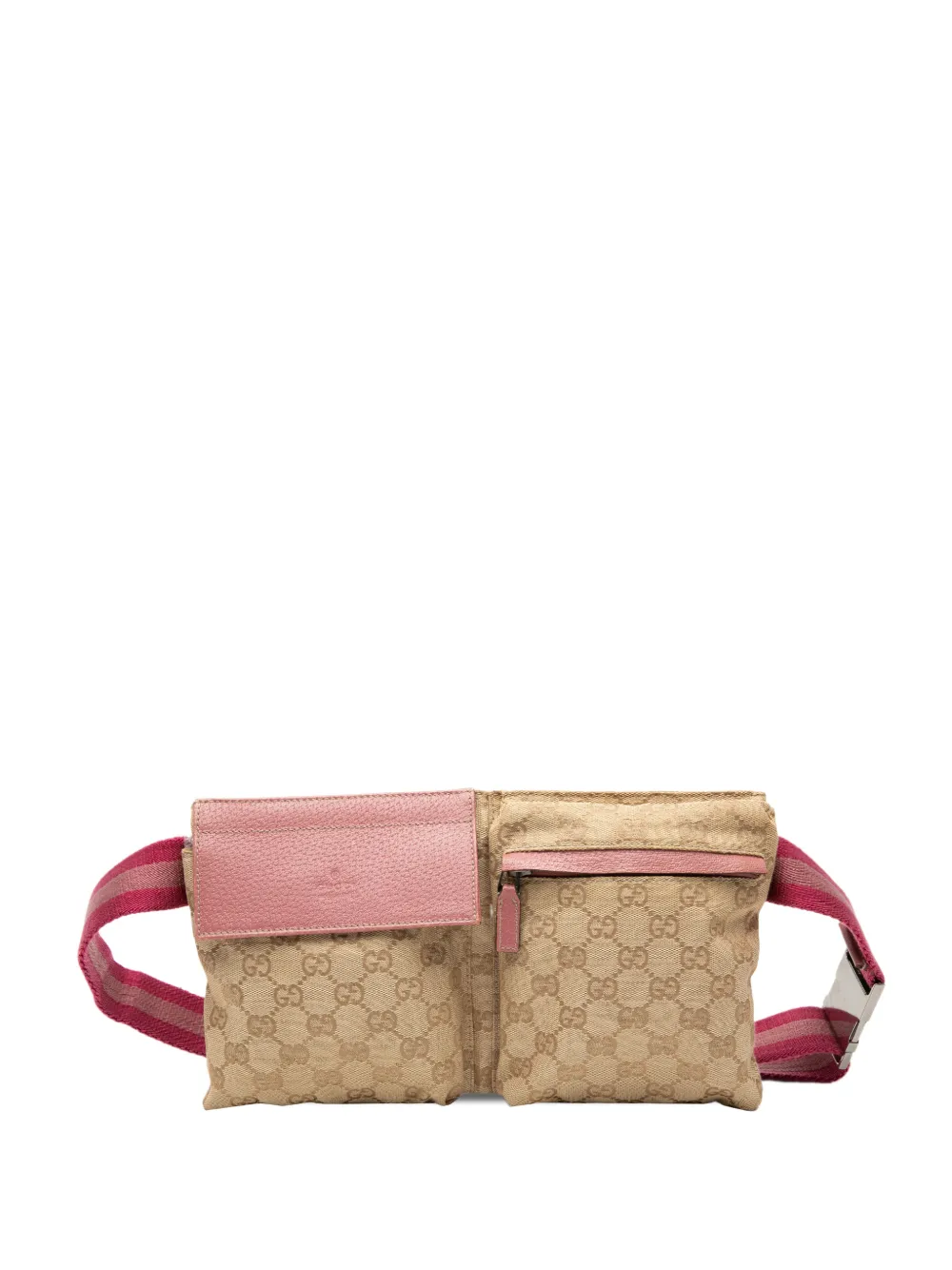 Gucci Pre-Owned 2000-2015 GG Canvas Web Double Pocket belt bag - Marrone