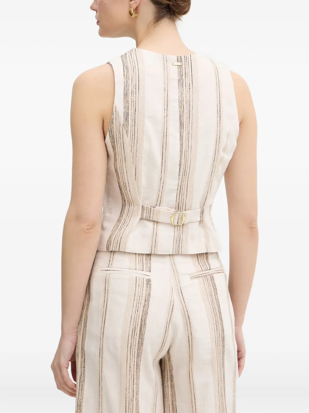 FRACOMINA Gilet met verticale streep en V-hals Beige
