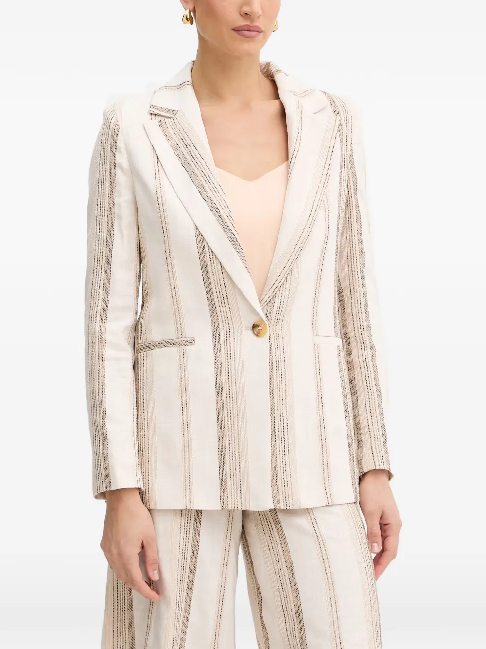 FRACOMINA striped button blazer - Nude
