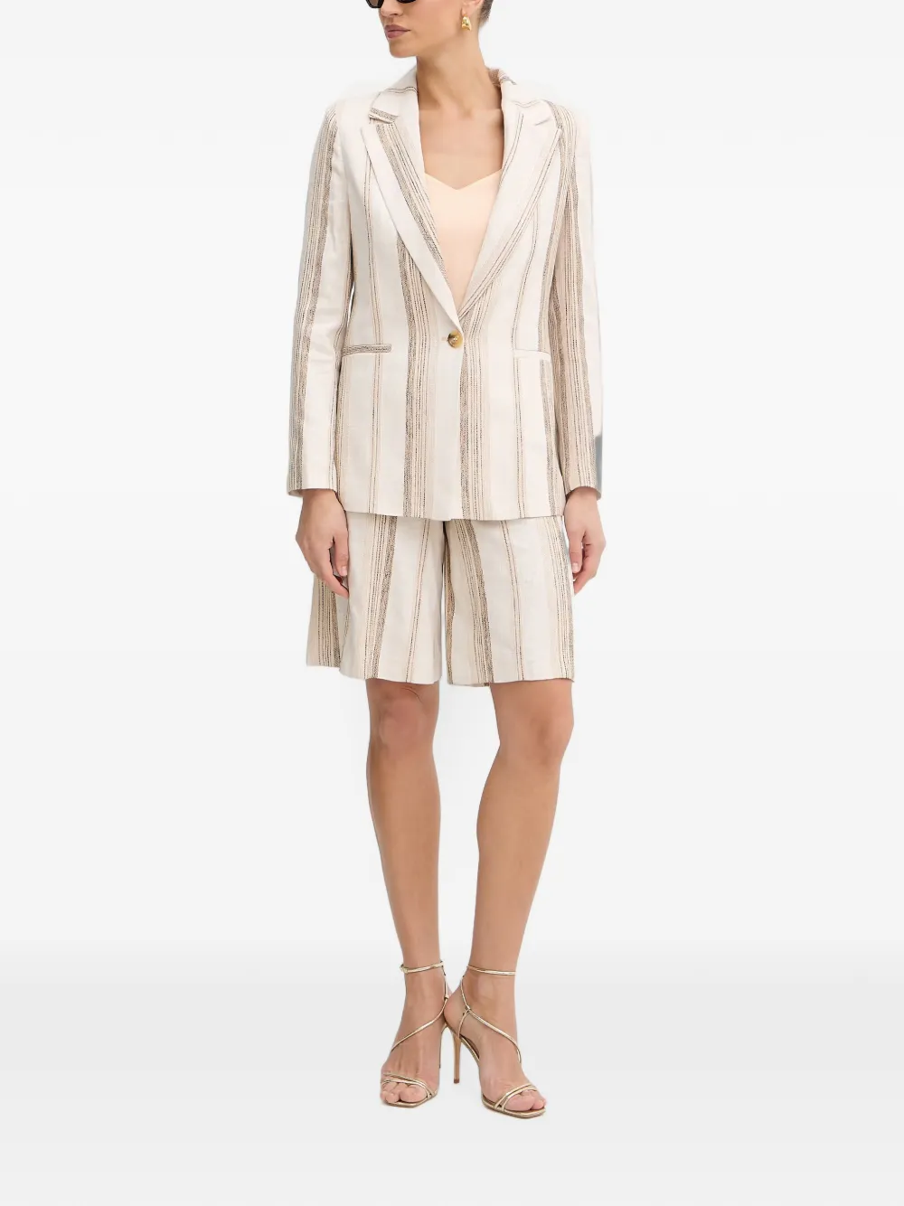 FRACOMINA striped button blazer Beige