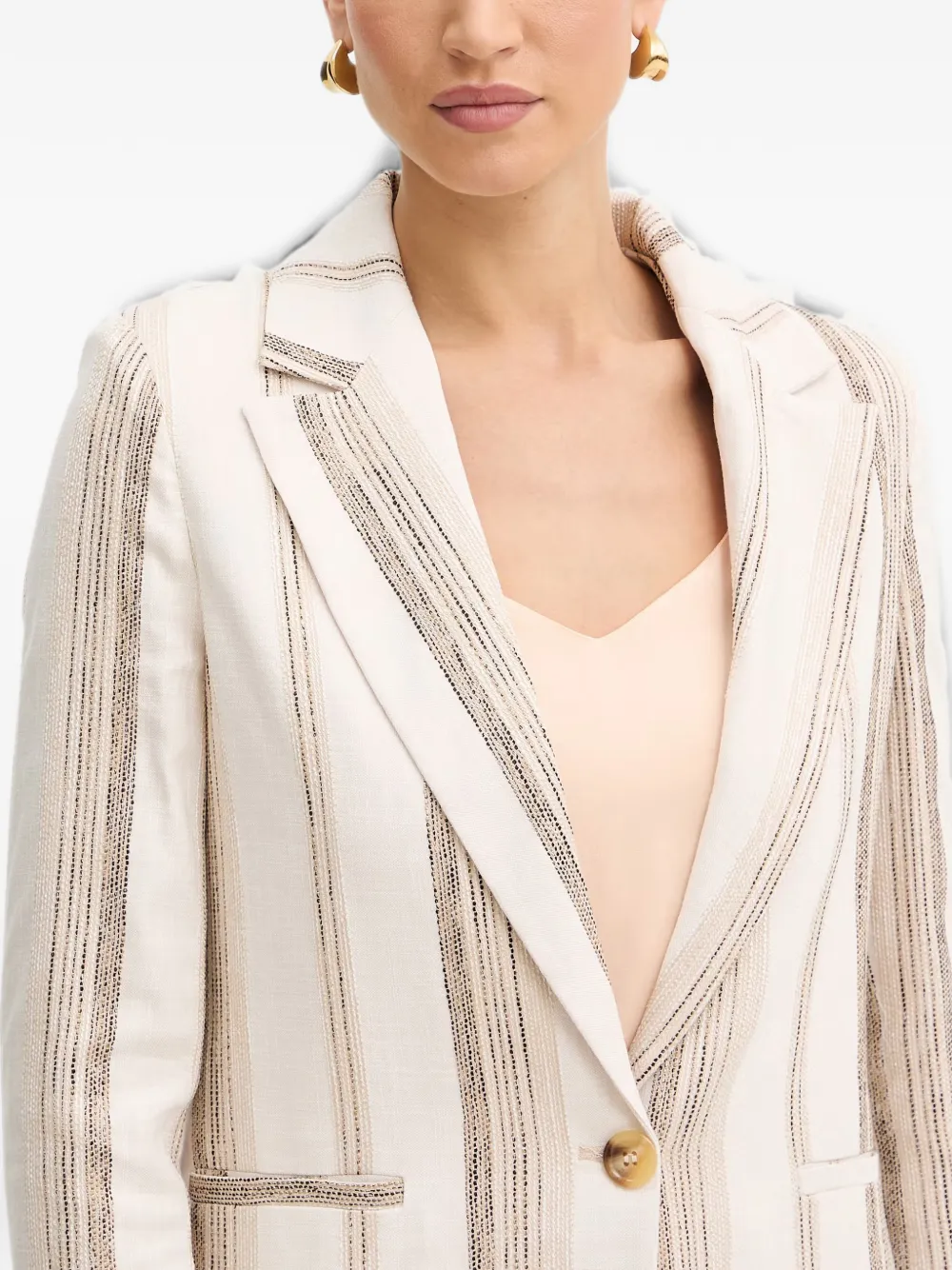 FRACOMINA striped button blazer Beige