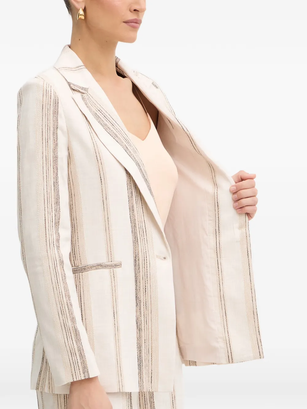 FRACOMINA striped button blazer Beige
