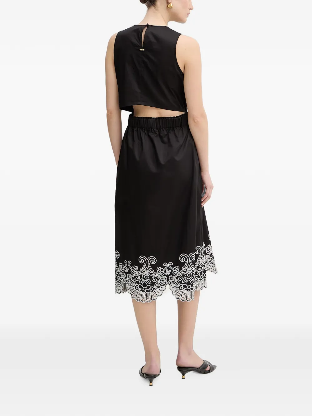 FRACOMINA floral-embroidery midi dress Zwart