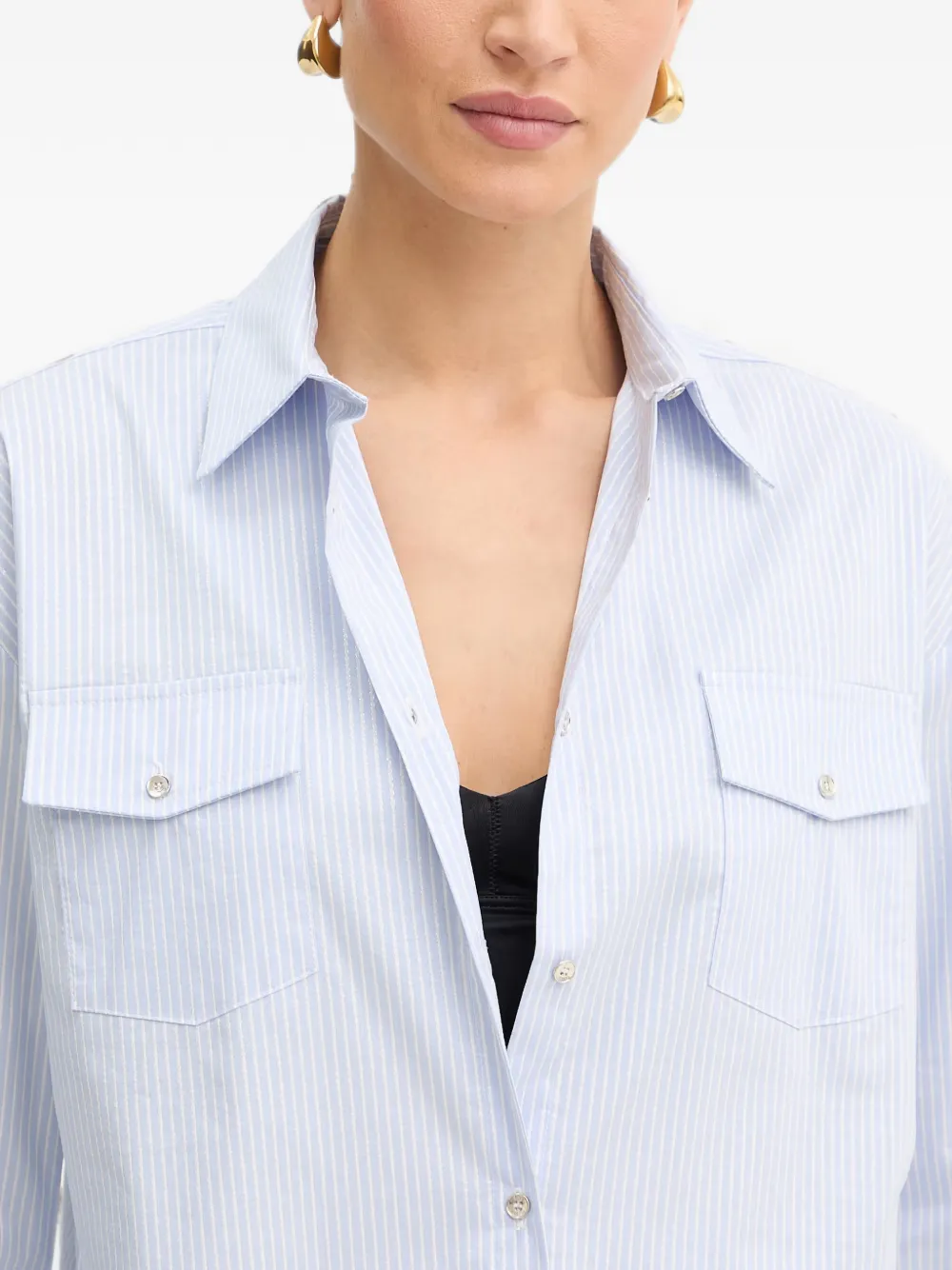 FRACOMINA striped flap-pocket shirt Blauw