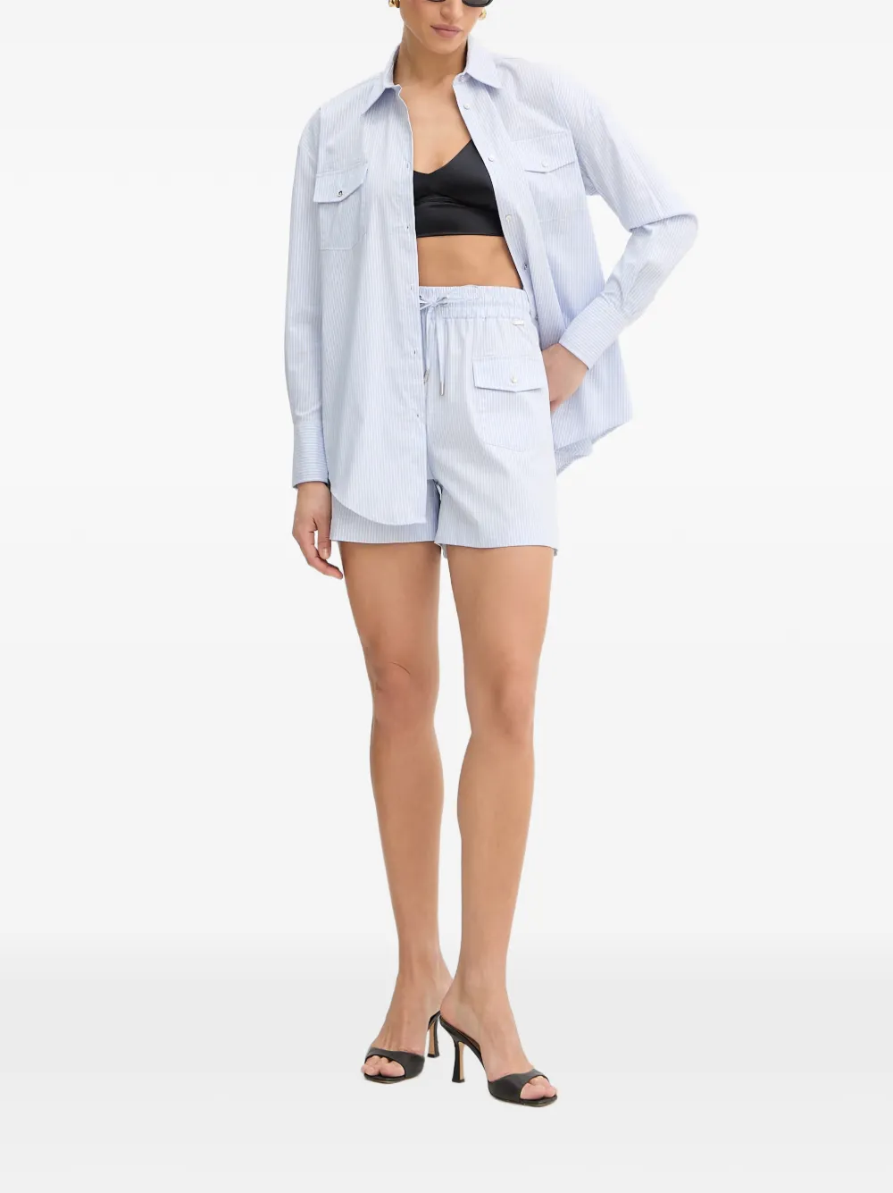 FRACOMINA striped flap-pocket shirt Blauw