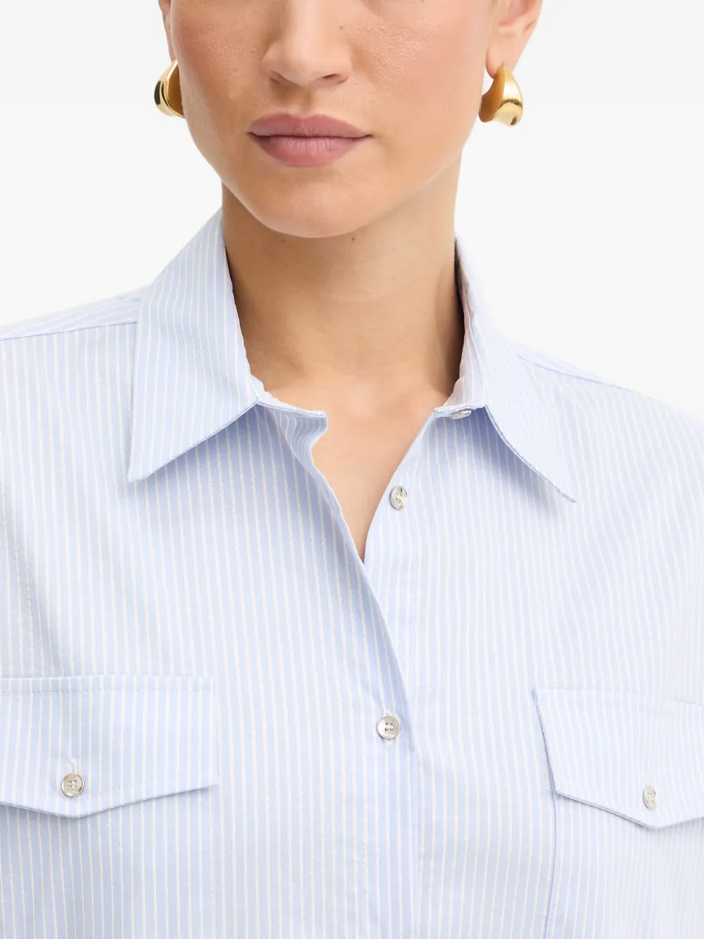 FRACOMINA striped flap-pocket shirt Blauw