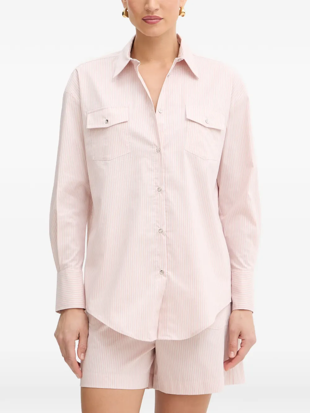 FRACOMINA Camicia a righe con applicazione - Rosa