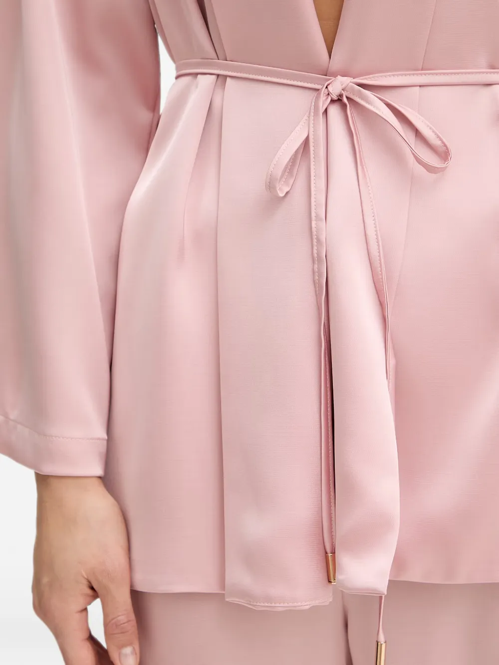 FRACOMINA Blouse met gestrikte taille en V-hals Roze