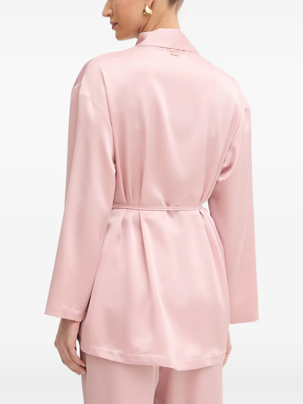 FRACOMINA Blouse met gestrikte taille en V-hals Roze