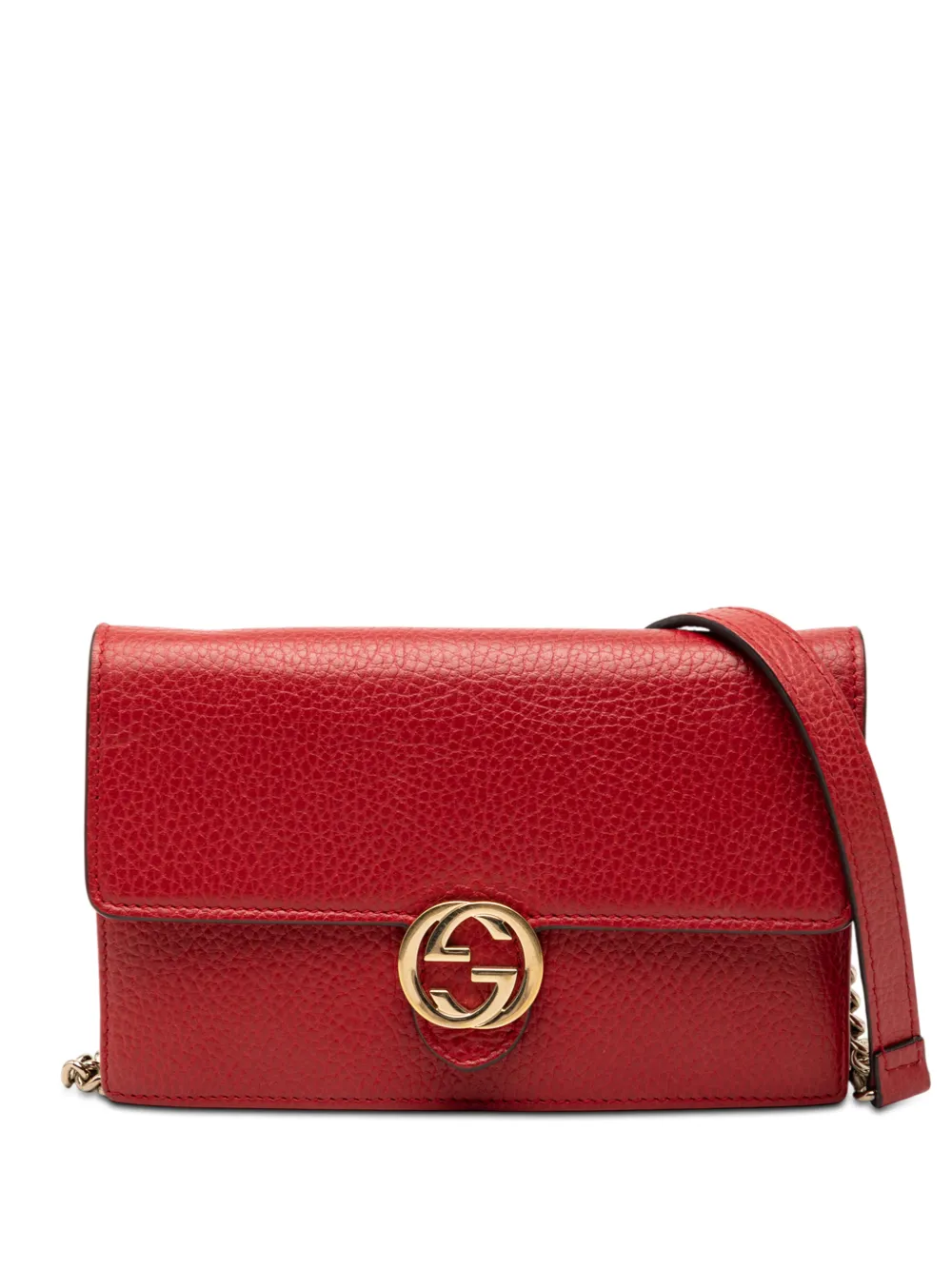 Gucci Pre-Owned 2000-2015 Leather Interlocking G Dollar Wallet on Chain crossbody bag - Rosso
