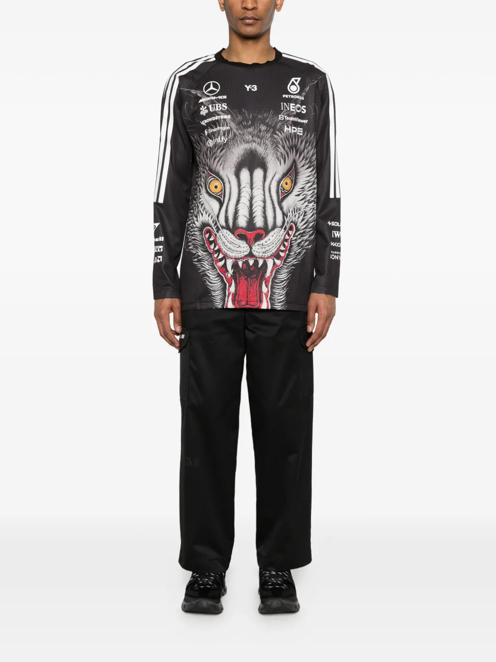 x Mercedes-AMG Petronas F1 printed striped top