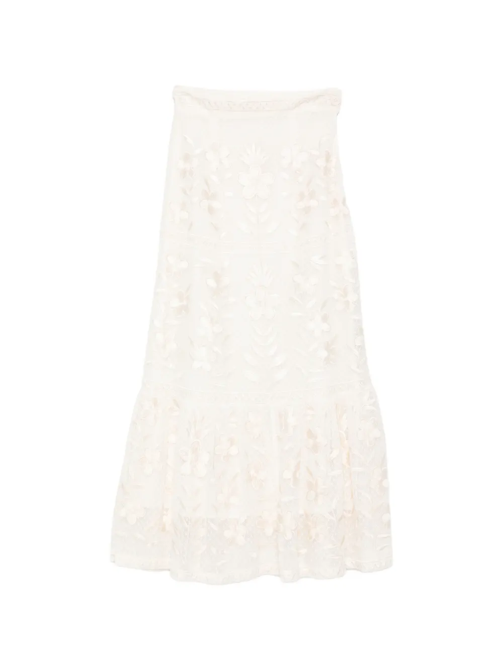 Antik Batik Carioca floral-embroidered maxi skirt - Toni neutri