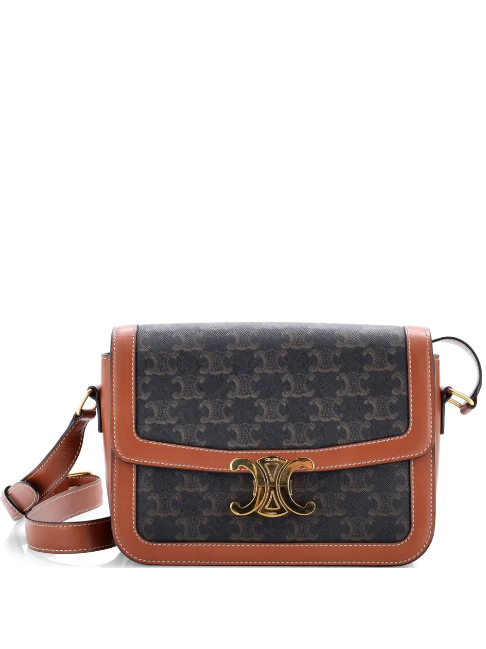 Celine Pre-Owned Triomphe Triomphe Coated Canvas Medium shoulder bag - Marrone