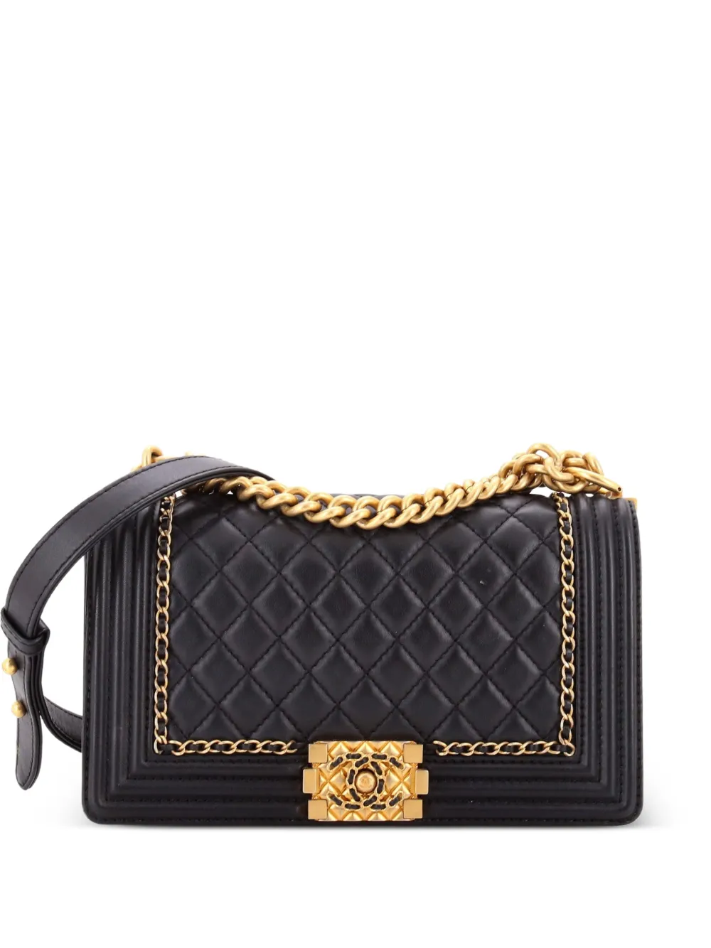 CHANEL Pre-Owned Jacket Boy Flap Bag Quilted Lambskin Small crossbody bag - Black