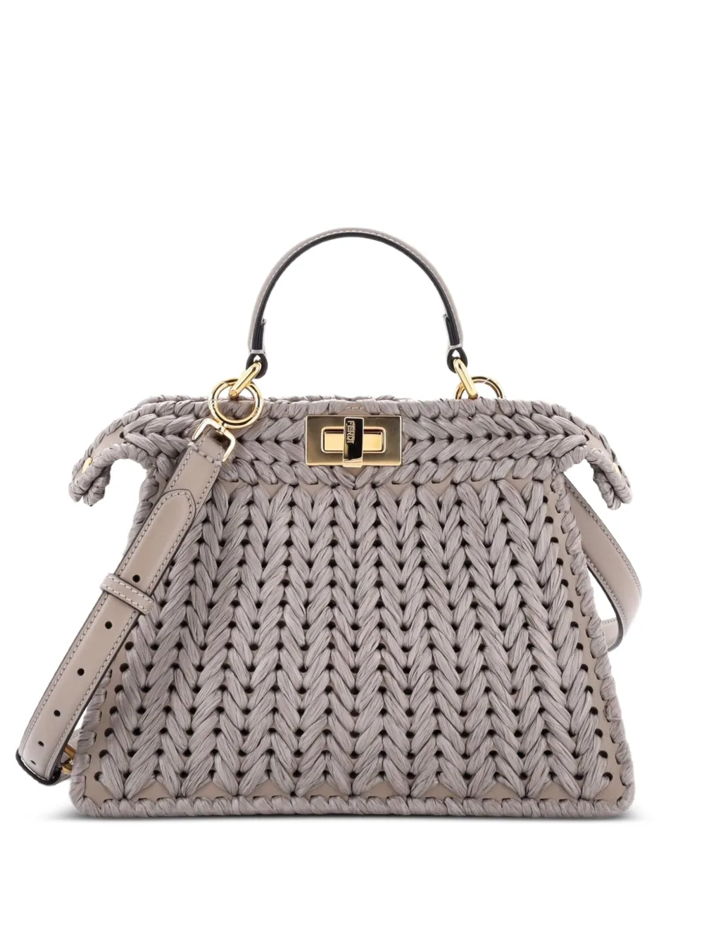 Fendi Pre-Owned Peekaboo ISeeU Bag Raffia Small satchel - Marrone