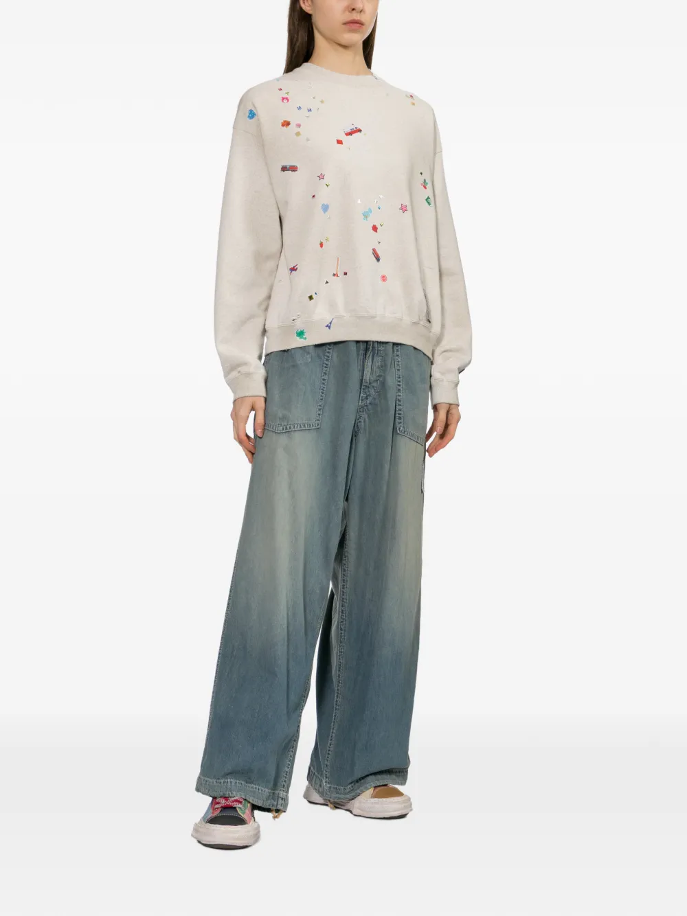 Maison MIHARA YASUHIRO Sweater met sticker-print Beige