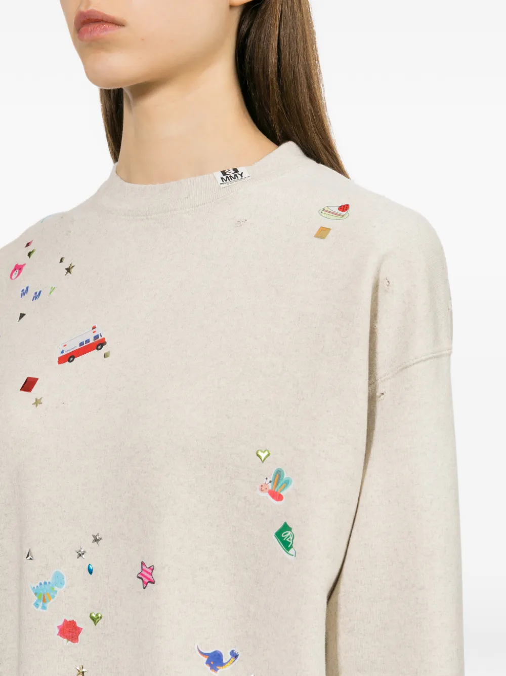 Maison MIHARA YASUHIRO Sweater met sticker-print Beige