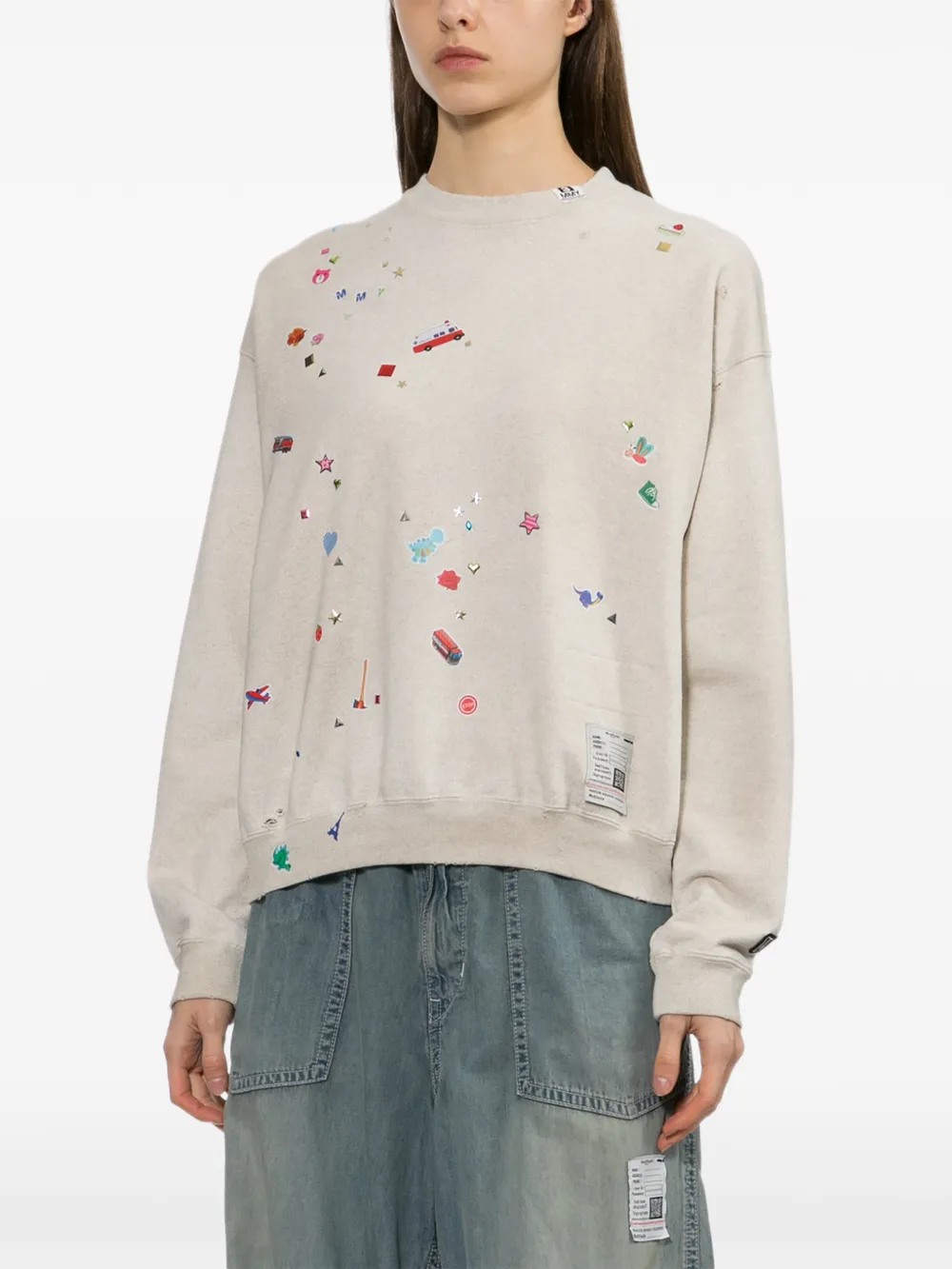 Maison MIHARA YASUHIRO Sweater met sticker-print Beige