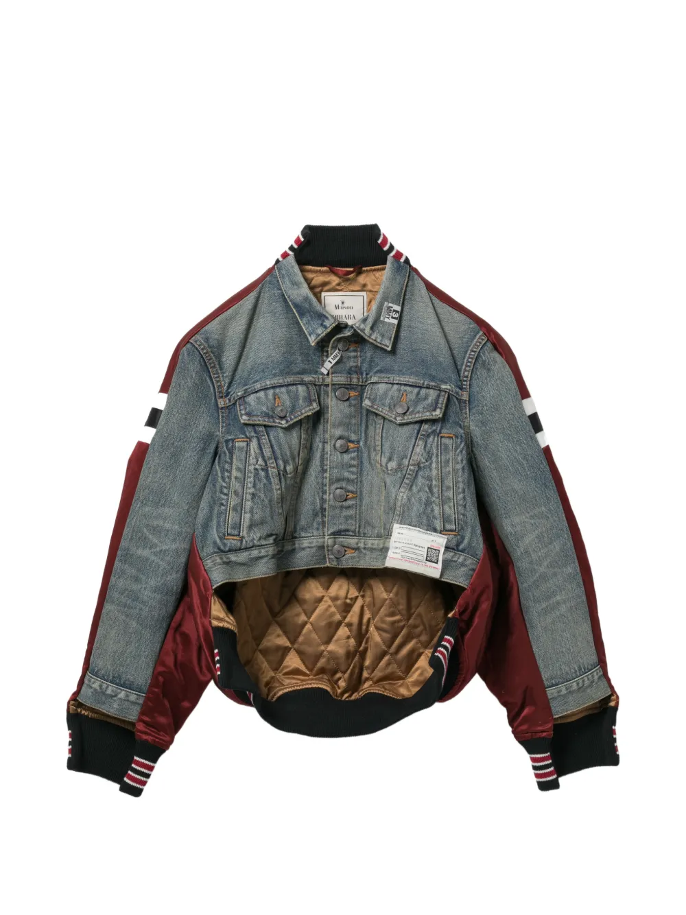 Maison MIHARA YASUHIRO Jeansjacke mit Kontrasteinsätzen - Blau