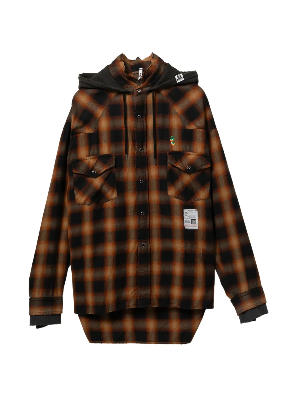 Maison MIHARA YASUHIRO hooded checked shirt - Braun