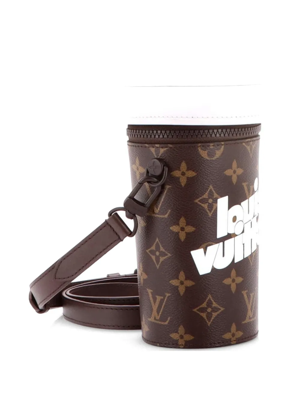 Coffee Cup Convertible Pouch Everyday Signature Vintage Monogram Canvas Crossbody Bag