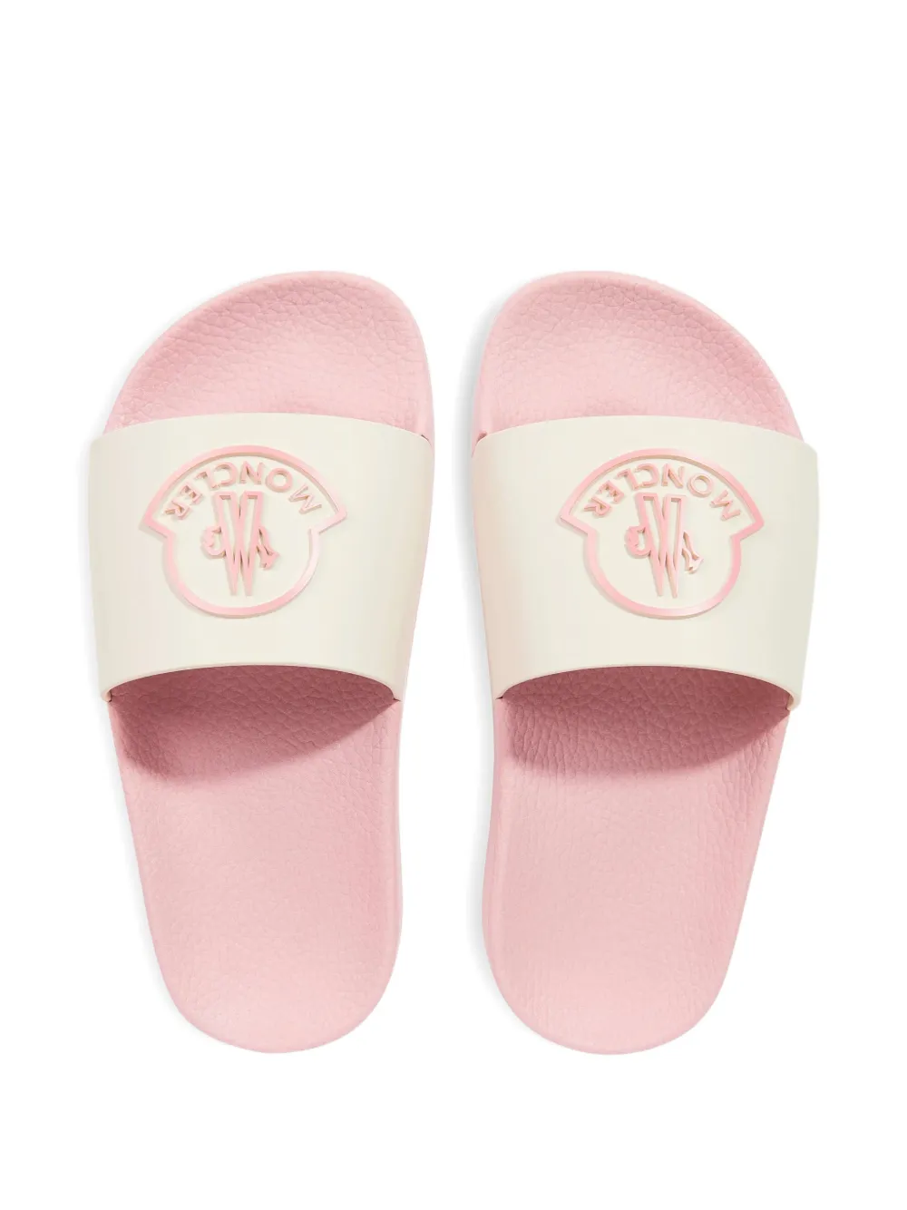 Moncler Enfant Petit Basile slippers met logo Beige