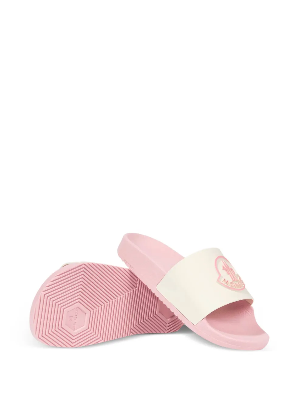 Moncler Enfant Petit Basile slippers met logo Beige