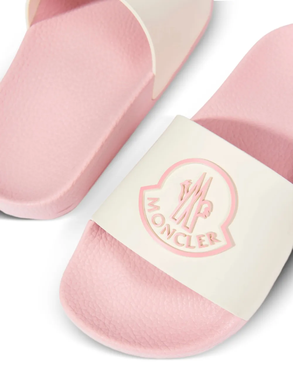 Moncler Enfant Petit Basile slippers met logo Beige