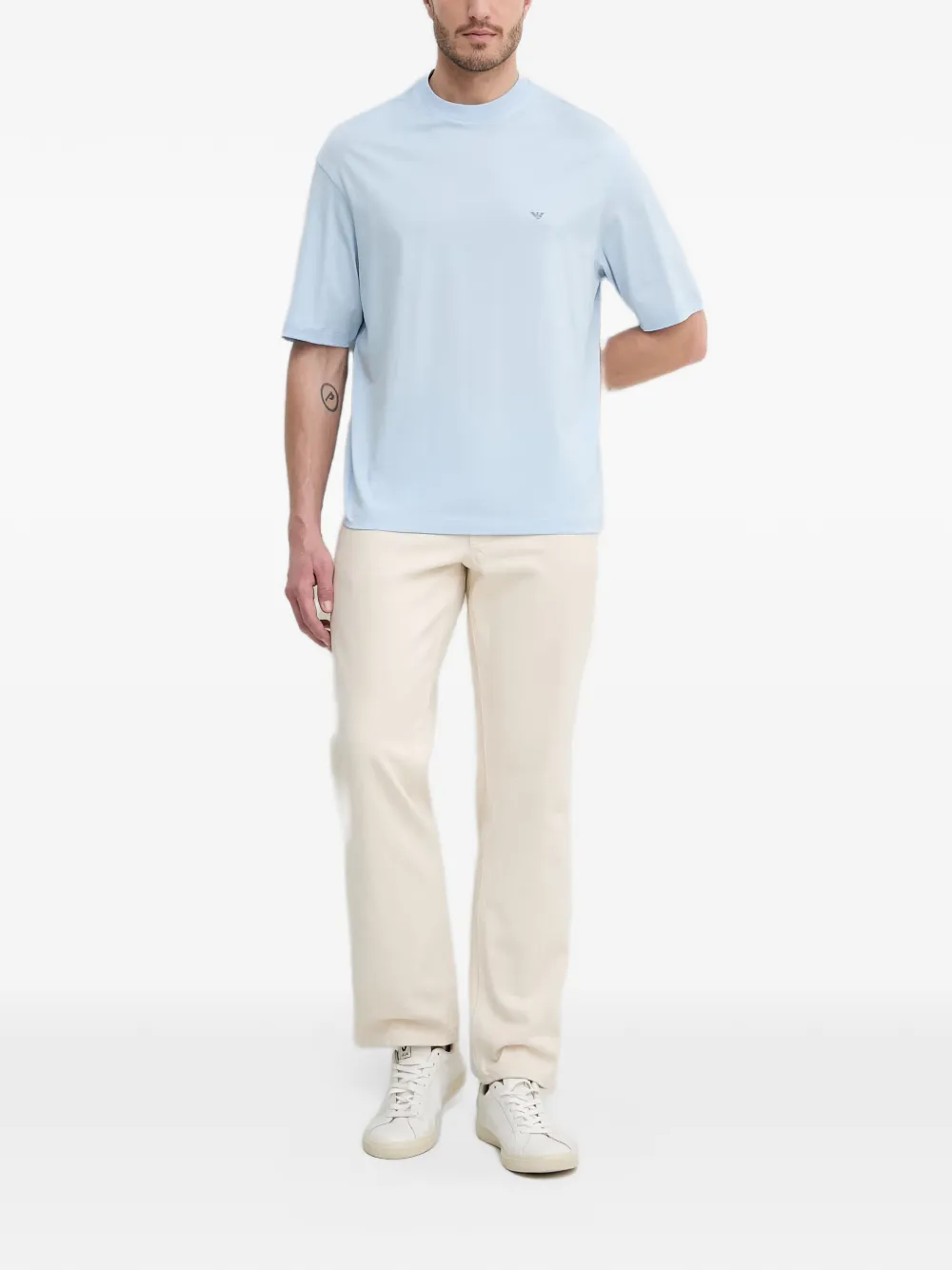 Emporio Armani Oversized jersey T-shirt met logo-print Blauw