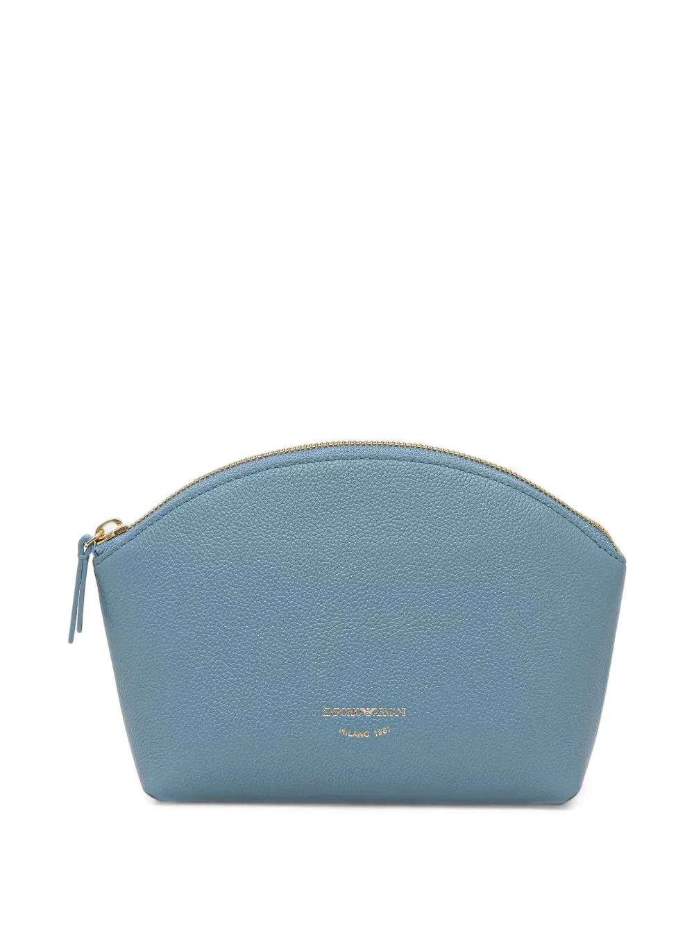 Emporio Armani beauty case textured-leather with gold-toned zip - Blau
