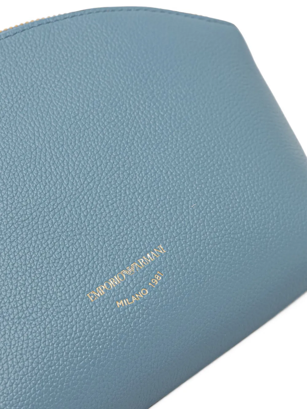 Emporio Armani Beauty Case leren tas met goudkleurige rits en textuur Blauw
