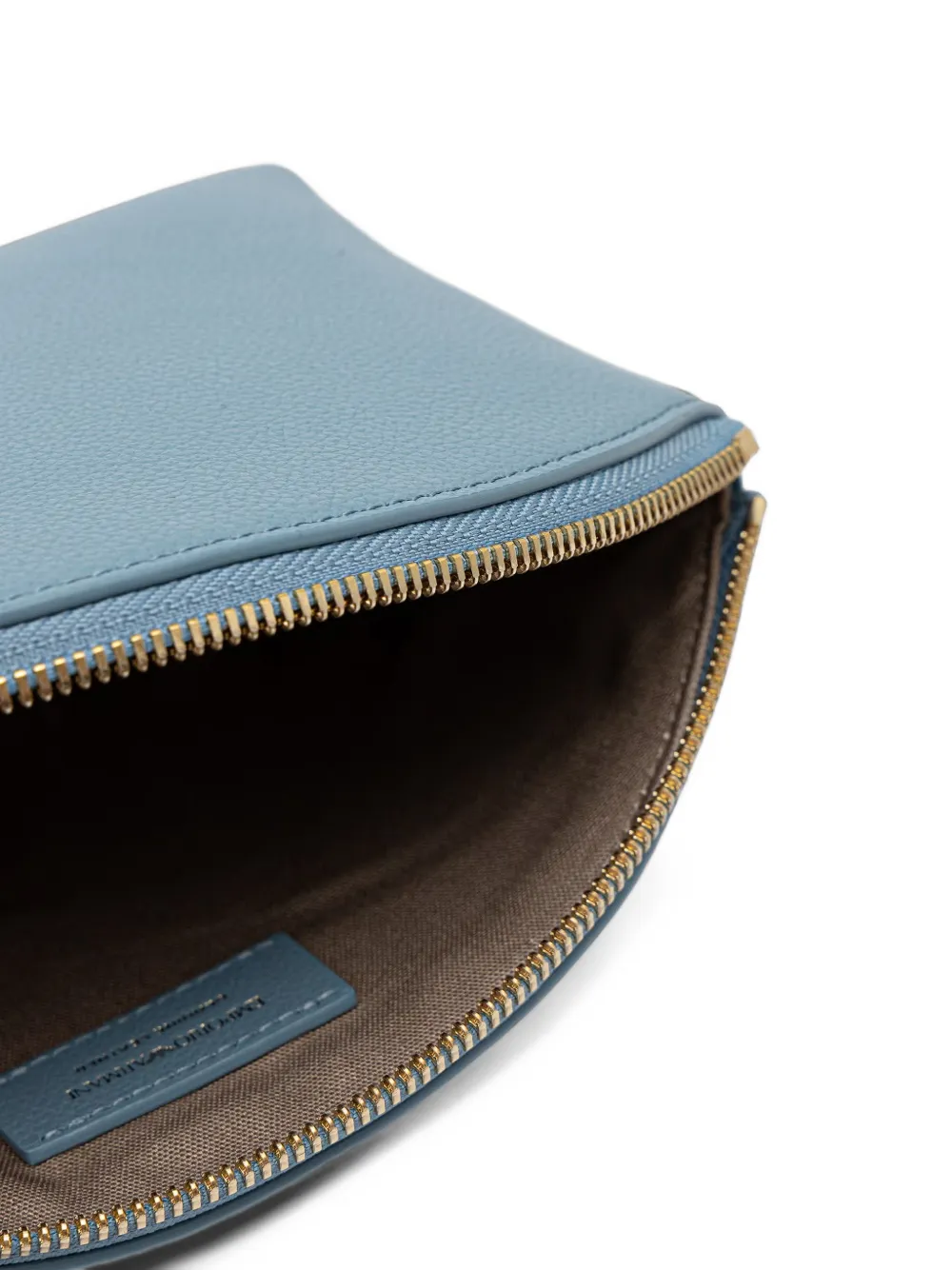 Emporio Armani Beauty Case leren tas met goudkleurige rits en textuur Blauw
