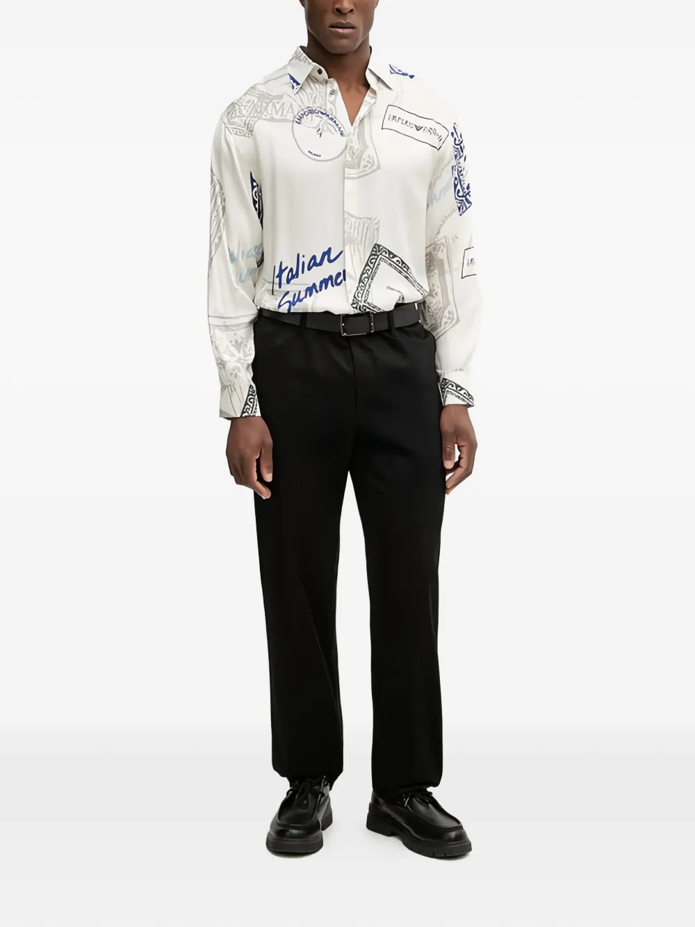 Emporio Armani Broek met riemlussen Zwart
