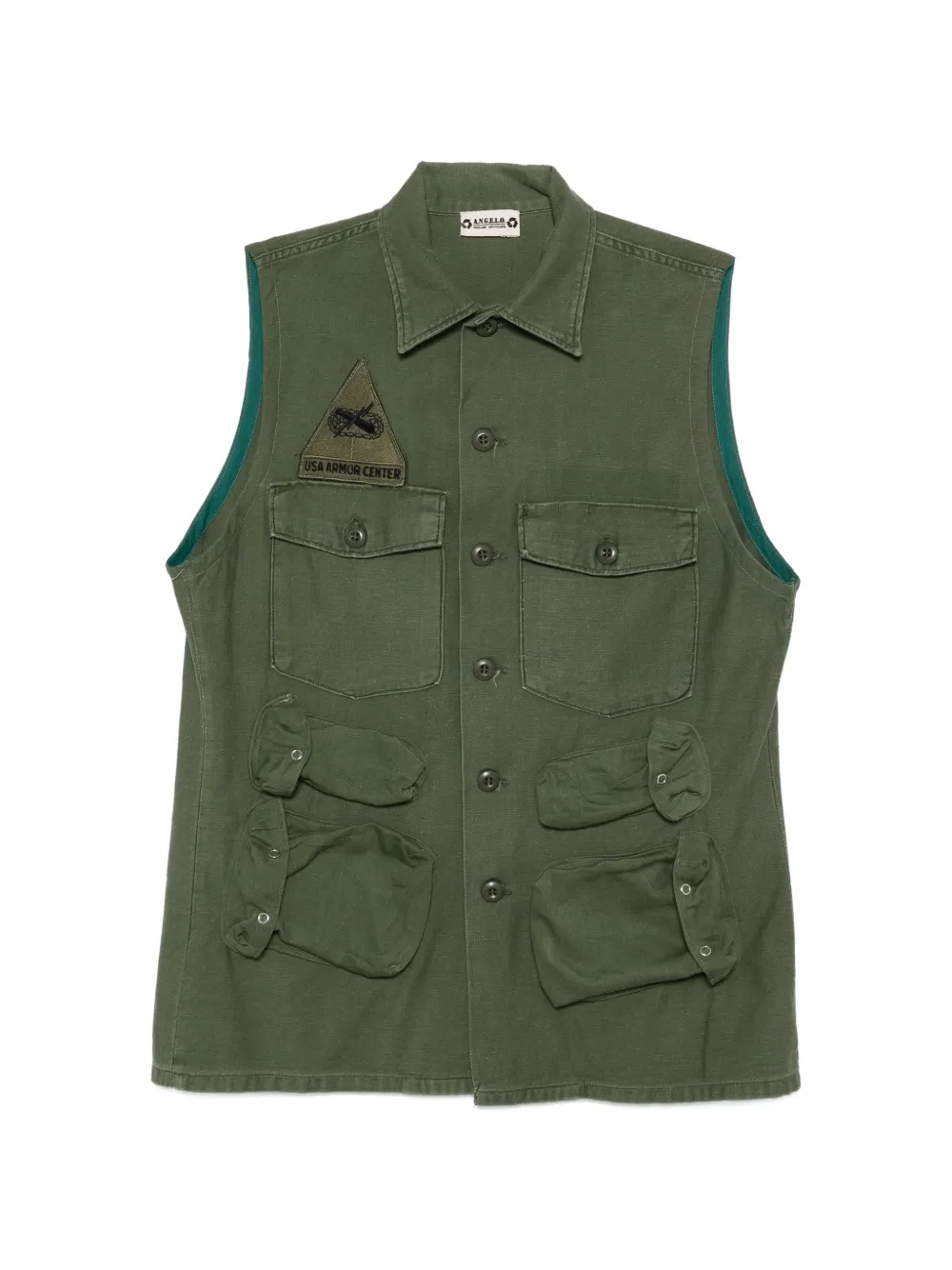 A.N.G.E.L.O. Vintage Upcycling green pocket vest - Verde