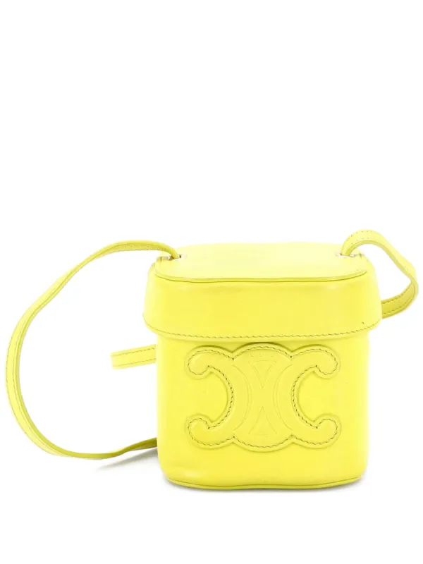 Celine Pre-owned Cuir Triomphe Box Bag Leather Small Bucket Bag in Yellow