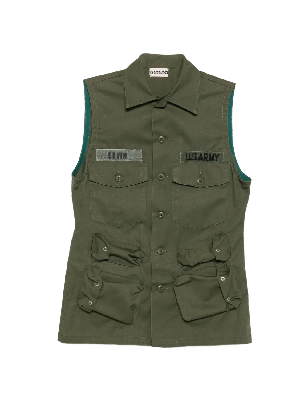 A.N.G.E.L.O. Vintage Upcycling upcycled pocket vest - Verde