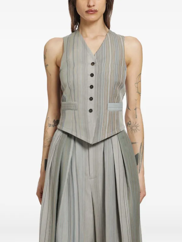 Stripe-print Lace-up Vest