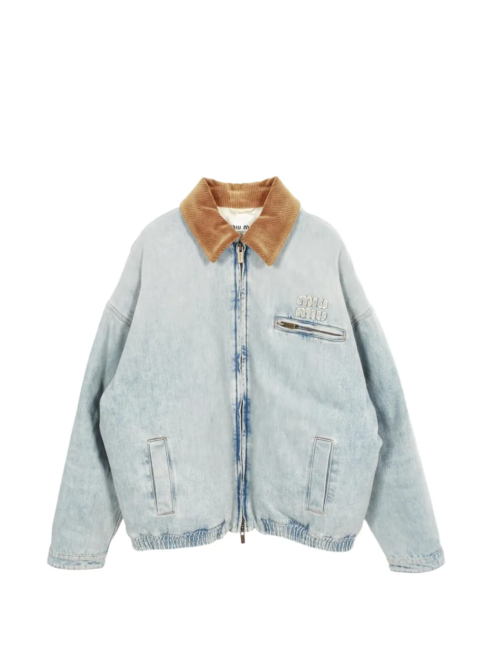 Miu Miu Pre-Owned 2010s corduroy-collar denim jacket - Blu