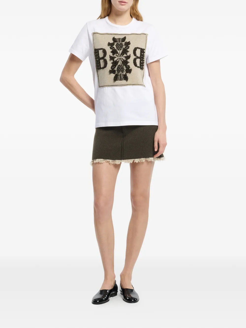 Barrie T-shirt met kasjmier patch Wit