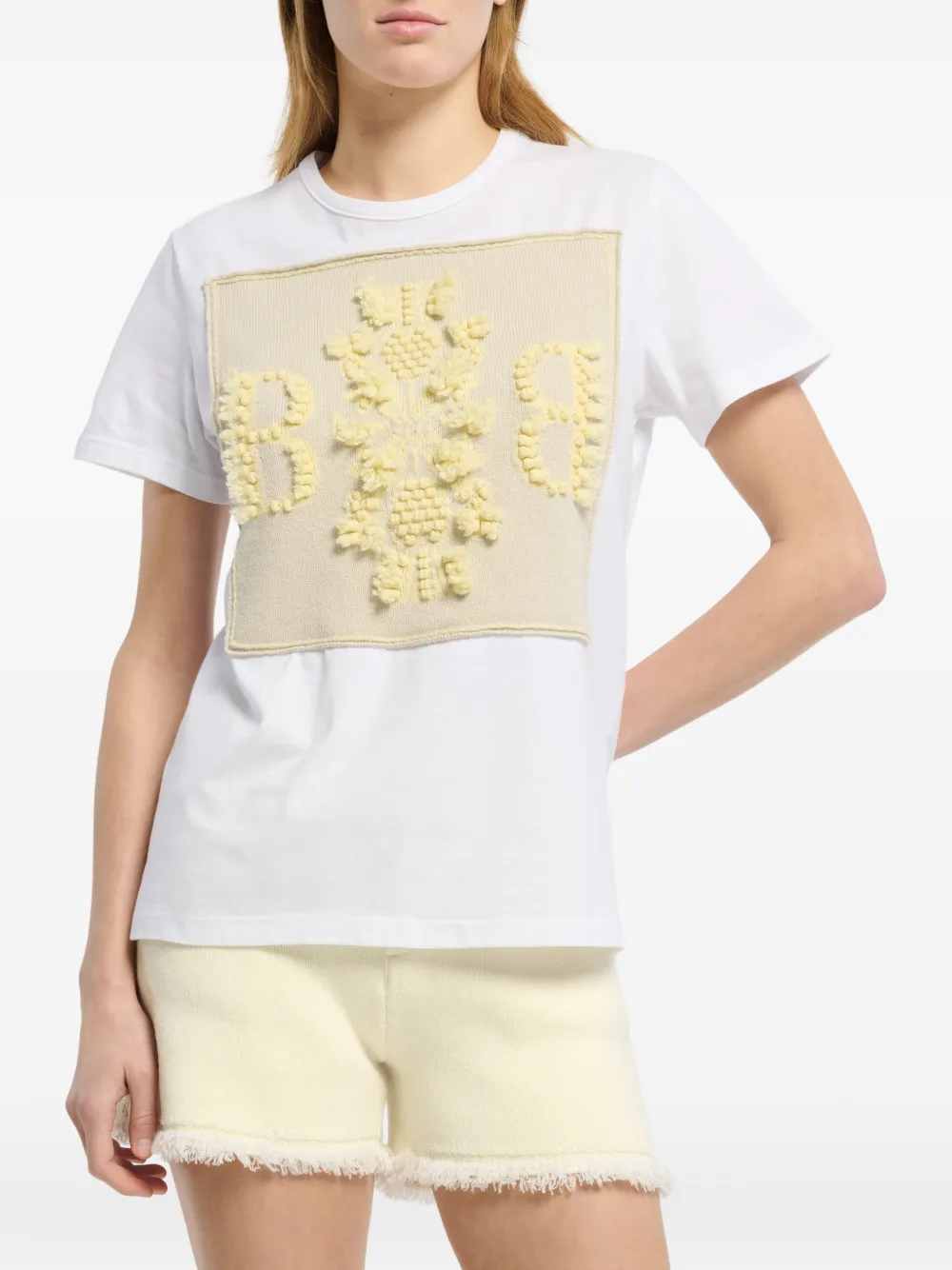 Barrie Kasjmier T-shirt met logopatch Wit